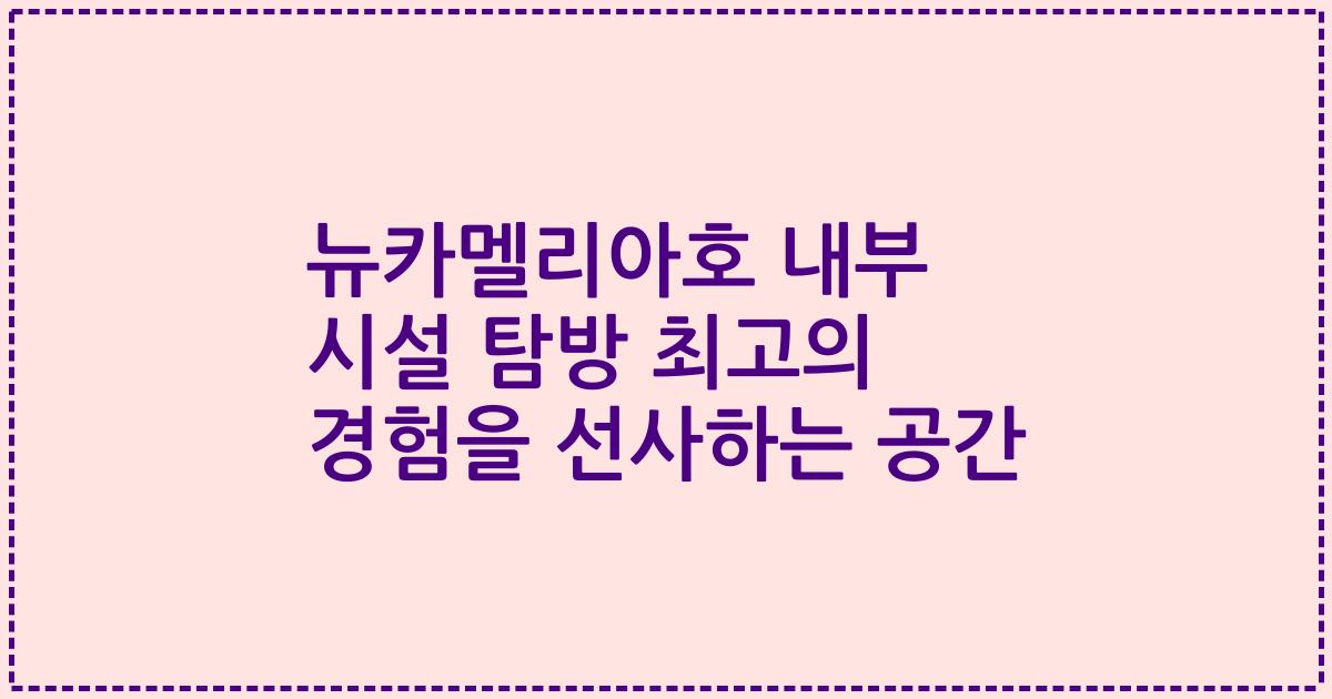 뉴카멜리아호 내부 시설 탐방 최고의 경험을 선사하는 공간