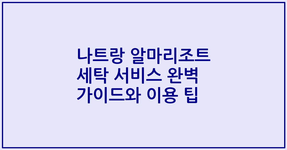 나트랑 알마리조트 세탁 서비스 완벽 가이드와 이용 팁