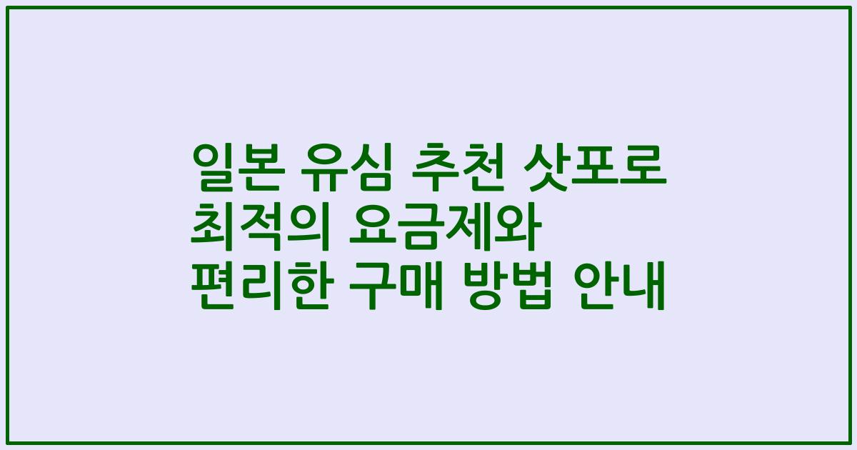 일본 유심 추천 삿포로 최적의 요금제와 편리한 구매 방법 안내
